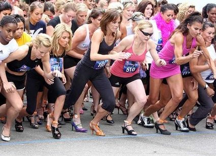 high heel running
