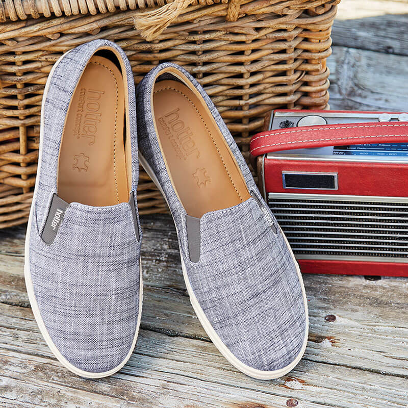 hotter canvas slip ons