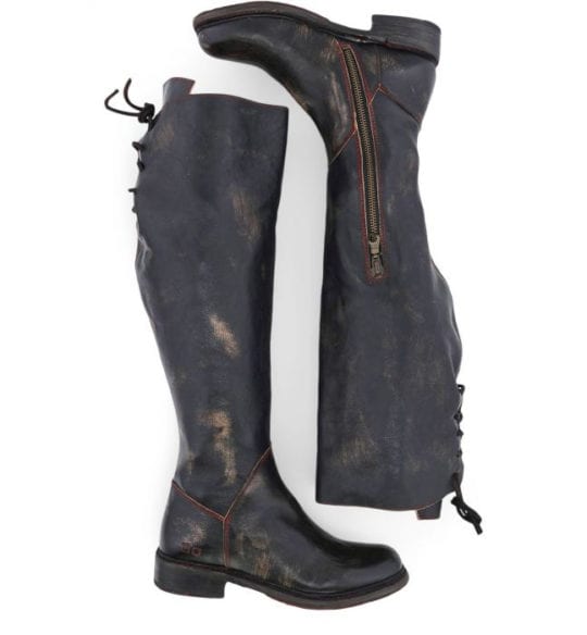 black leather wide calf knee high boots