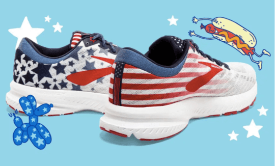 white red and blue shoes